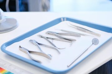 a tray of dentist implements